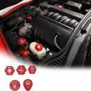 5PCS Alloy Engine Cabin Fluid Switch Trim Cover For Corvette C6 2005-2013 Red