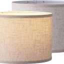 Beige Modern Fabric Lampshade, Drum Lampshade for Floor Lamps, Easy Assembly Replacement Lamp Shade Spider Fitter,16 Inch (Natural)
