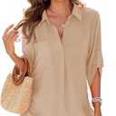 Urchics Swimsuit Coverup for Women 2025 Drawstring V Neck Bikini Swimwear Beach Cover Up Beach Shirt Dress (XX-Large, Apricot)