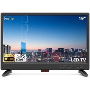 19 Inch LED Widescreen TV with Digital ATSC Tuners HDMI/VGA/RCA/USB, 19 Inch Flat Screen TV w/Built in Dual Speakers for Kitchen and RV Camper(No Smart Telesivion)