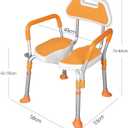 Adjustable Height Bath Chair with Aluminum Frame, Three-Dimensional Washing and Nursing Seat for Elderly and Disabled