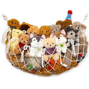 YKBU Stuffy Animal Net for Stuffed Animals Storage Hammock Macrame Stuffed Animal Toy Display Plush Toy Holder Wall Hanging Net for Stuffed Animal Display (Cream,49" W)