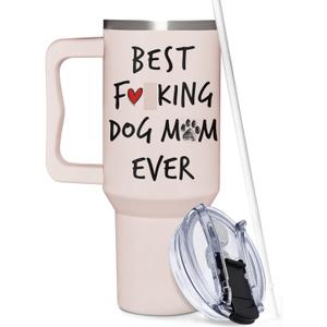 Dog Mom Gifts For Women - Dog Lady Gifts - Mothers Day Gift For Dog Lovers - Birthday, Christmas Gift For Pet Owners - Pet Lover Present For Women - Dog Mom 40oz Tumbler With Handle