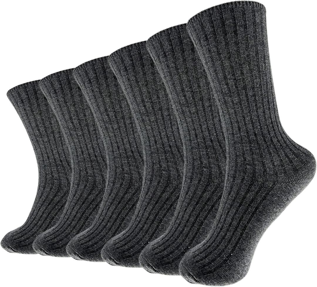Hycome 6 Pairs Comfortable Casual Cotton Socks for Women, Girls and Students (Fit Women Girls Shoe Size 5-9) (Gray)