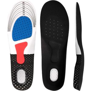 Shoe Insoles for Men & Women Plantar Fasciitis Orthotic Inserts Shock Absorbing Anti Fatigue for Walking, Runing and Sports (Womens(5.5-8), Mens(6-7), Black)