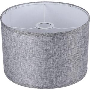 11"x11"x8" Assembly Required Lampshade for Floor Lamp, Table Lamp, Bedside Lamp, Fabric Drum Lampshade Classic Modern Style, Spider Fitter, Linen - Gray