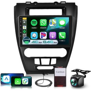 4G+64G Car Stereo Radio for Ford Fusion Mondeo Mustang 2009-2012 with DSP Wireless Carplay Android Auto 10 inch 1280P Touch Screen Bluetooth 5.0 Android 13 FM/RDS GPS WiFi Backup Camera
