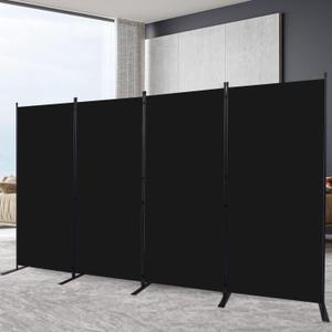 Room Divider 6FT Portable Room Dividers and Folding Privacy Screens, 136'' W Fabric Divider for Room Separation, 4 Panel Partition Room Dividers Freestanding Wall Divider Screen for Dorm Studio Office (Black)