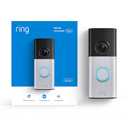 Ring Wired Doorbell Plus (newest model), Home or business security, Retinal 2K with wide-angle video, 4x Enhanced Zoom, and Low-Light Sight, Nickel Silver