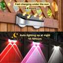 4 Pack Solar Fence Lights Outdoor Waterproof Stainless Steel Led Solar Lights Outdoor Post Deck Light 9 Modes RGB Color Changing Garden Step Light Solar Powered for Backyard Wall Patio