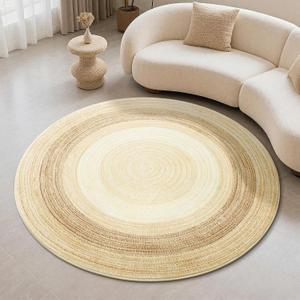 Carvapet 4 ft Round Washable Rug, Imitation Jute Low Pile Circle Carpet with Non Slip Rubber Backing, Foldable Stain Resistant Area Rug for Living Room Bedroom Office Bathroom