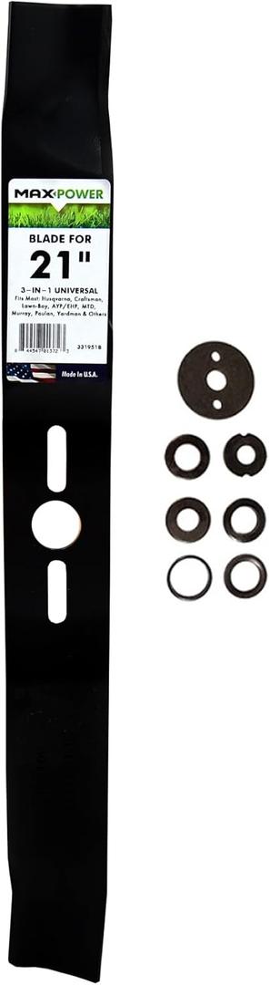 Maxpower 331951B Universal 3-N-1 Blade for 21 in. Cut Mower, black