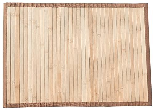 Queensell Bamboo Bathroom Accessories Area Rug & Mat Light Brown, 17" x 24" Runner