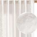 jinchan Winslow White Linen Curtains for Bedroom 84 Inches Length Embroidered Bordered Floral Curtains for Living Room Farmhouse Decor Light Filtering Window Treatments White on White Drapes 2 Panels