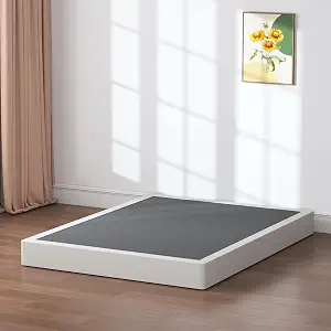 SHLAND Queen Box Spring 7 Inch Low Profile Queen Size Bed Base, 3000 lbs Black Heavy Duty Metal Mattress Foundation with Easy Clean Fabric Cover, Easy Assembly