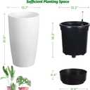 Garvee Tall Planters for Outdoor Plants, 22 in Large Planters Set of 2, Outdoor & Indoor Planters with Water Level Monitor Inner Bucket, Automatic Watering, for Porch, Patio, Backyard, White