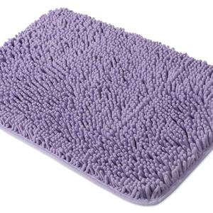 Yeaban Lavender Bathroom Rugs  Thick Chenille Bath Mats | Absorbent and Washable Bath Rug Non-Slip, Plush and Soft Rugs for Bathroom, Kitchen, Shower, Sink - 17" x 24"