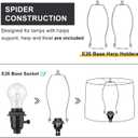 Lampshades Set of 2, Black Fabric Lamp Shades 11.6" Top x 12.6" Bottom x 9.8" High Drum Lampshades for Table Lamps, Floor Lamps, Pendant Light, E26 Base Harp Holders Included