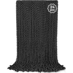YAXINRUI 24 PCS Black Bead Necklaces, Black Mardi Gras Beads, Halloween Beads Necklaces, New Year Eve Necklaces, 33 Inch Black Beaded Necklaces for Mardi Gras Christmas Halloween Festive Events