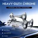 FARBIN Air Horn 12/24V Heavy Duty Triple Trumpets Chrome Train Horn Truck | 12/24 volt, 178dB, for bus/truck/train and heavy duty vehicles