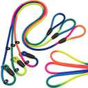 3-Pack Adjustable Rainbow Dog Slip Leads Multi-Color, 5FT Reflective Nylon  No Collar Needed, No-Pull, Ideal for Small/Medium Dogs (Training/Walking)