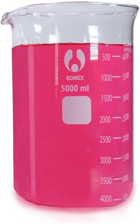 Scientific 5000ml Glass Beaker 3.3 Borosilicate Glass Double Scale Graduated