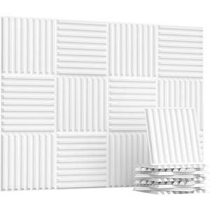 WADILE 10 Pack 3D Wall Panels Peel and Stick, 11.8"x11.8" Black PVC Decorative Wall Panels for Interior Wall Decor, Living Room, Bedroom, TV Background, Gaming Room, Home Wall Art, White