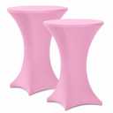 Lemict Cocktail Table Covers - 2 Pack 32x43 Inch Table Cloth - Pink Fitted Stretch Spandex Round High Top Tablecloth for Party, Bar, Birthday, Pub, Banquet