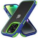 Mobnano for iPhone 14 Pro Crystal Clear Case, with Multicolor Protective Shockproof Bumpers, Not Yellowing Anti Scratch Transparent Hard PC Back & Soft Silicone TPU Frame Cover (Blue/Green)