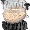 Upgraded Chicken Shredder Tool Twist for Chicken Shredder with Removable Plate, Professional Visible Meat Shredder Machine,Transparent Cover, Ergonomic Handle, Anti-Slip Chicken Grinder