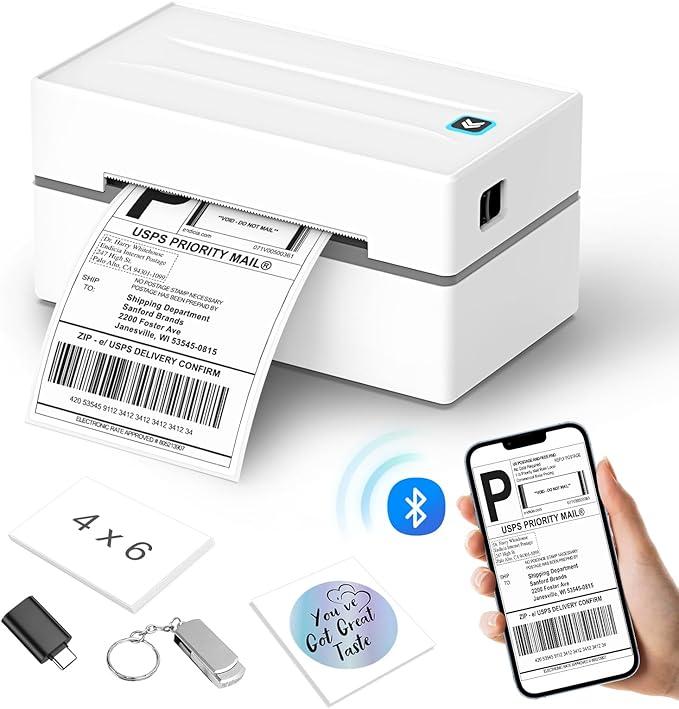 Anycash Bluetooth Thermal Label Printer, Wireless 4x6 Shipping Label Printers for Small Business, Compatible with Android&iOS and Windows, Address Label Printer for , Ebay, Shopify, Etsy, USPS