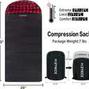 HiZYNICE Cold Weather Sleeping Bag 100% Cotton Flannel XXL for Adults Big and Tall,Free Compression Sack