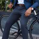 PJ PAUL JONES Men 4 Way Stretch Golf Pants Casual Slim Fit Cropped Tapered Dress Pants Lightweight Business Trousers