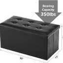 Youdesure Folding Storage Ottoman Bench, Faux Leather Footrest Couch for Living Room, 30 inch Storage Bench with Padded Seat for Bedroom Hallway, Holds up to 350lbs, Black, 15"D x 30"W x 15"H