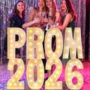 4 ft Graduation 2026 Marquee Decorations Light up Grad Prom Letter Numbers Sign Graduation Party Decorations Balloon Frame with Bracket for Class of 2026 Middle High School College(Prom 2026)