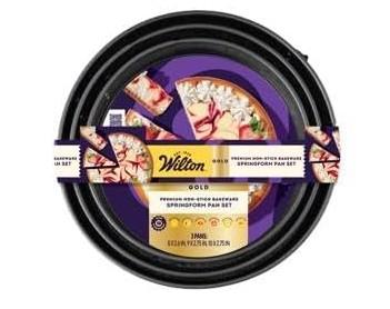 Wilton Gold Premium Non-Stick Warp-Resistant Bakeware, Made without PFAs, 3-Piece Springform Set, 8,9, 10 in 