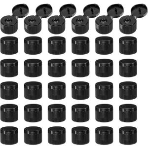 UXCELL 36pcs 24/410 Flips Top Caps for Squeeze & Refillable Bottles, Non-Spill Reusable Plastic Lids, Black