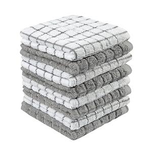 Bumble Dish Towels & Dish Cloths (8 Pack) | 100% Cotton Kitchen Towels | 12" x 12" | 405 GSM | Soft, Highly Absorbent & Durable Rags for Washing Dishes | Gray