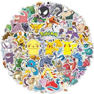 100 Cartoon Pokmon Stickers Waterproof & Durable Cute Decals for Perfect for Laptops, Phones, Skateboards, Luggage,Assorted Funny for Gifts, Party Favors. (Yellow)