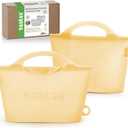 Haakaa Silicone Microwave Steamer & Steriliser Bag,70oz/2000ml Large Capacity Reusable Steaming Bags for Baby Bottles,Breast Pump/Accessories/Pacifiers/Teethers,Great for Home&On-The-Go,Pineapple/2PCS