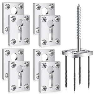 Shimeyao 8 Sets Newel Post Fastener Newel Post Mounting Kit Wood Handrail Installation Hardware Works on Finished Floors, Stairs, Ceramic Tile and Concrete, Rectangular (Silver)