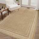 Outdoor Easy Jute Rug 5x7 Washable Non Slip Indoor Outdoor Easy Jute Rug Modern Solid Color Neutral Paito Stain Resistant Throw Carpet for Porch Kitchen Bedroom Living Room Backyard, Natural
