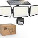 Philips Solar Security Light Outdoor Light 302 LEDs 1200lmSolar-Powered Waterproof Wall-Mounted Flood Light w/PIR Motion Sensor, 3 Heads, IP65 Waterproof, 3 Modes (1 Pack)