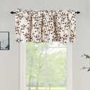 Brown Printed Valances for Windows - Tree Branch Leaf Room Darkening Short Curtain Valances for Kitchen/Bedroom/Living Room/Bathroom/Farmhouse/Laundry/Cafe with Rod Pocket 1 Panel 52x18 Inches Long