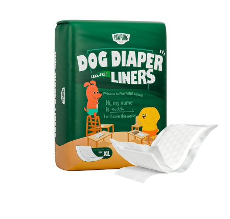 PAWPANG Disposable Dog Diaper Liners Booster Pads for Male & Female Dogs, 100ct, 5 Sizes Options, Doggie Diaper Inserts fit Most Types of Dog Diapers  Pet Belly Bands & Male Wraps (Large(100ct))