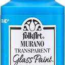 FolkArt Murano Transparent Acrylic Glass Paint, Bright Blue, Perfect for Indoor and Outdoor Arts and Crafts Projects, 2 fl oz, 36531, 1 Count