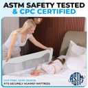 TotCraft Toddler Bed Rail Guard ASTM F3222 Certified – Fits Twin, Full, Queen & King Beds – Universal Fit Bed Rail for Toddlers for Slatted Frames & Box Springs – 35.5"/59" L x 20.5"-25.6" H (White)