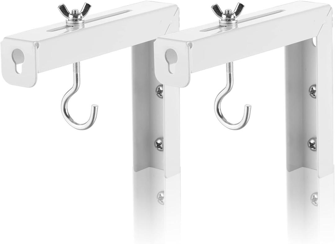suptek Universal Projector Screen Wall Mount L-Brackets Wall Hanging Mount 6 inch Adjustable Extension Mounting Hooks for Projection Screen up to 66 lbs, 30 kg Capacity Each, PRL001, White (1 Pair)