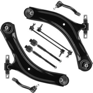 Front Lower Control Arm + End Link for Nissan Rogue 2008-2013 & Select 2014-2015, Sway Bar + Tie Rod, Driver & Passenger, Outer & Inner, 8Pcs Suspension Kit MS30194 MS30195 K750095 K750094