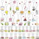 100Pcs Valentine's Day Keychains Gifts Bulk, Funny Heart-Shaped Acrylic Keychains Cute Love Heart Cartoon Printed Keyring Gifts for Valentine Goody Bag Fillers, Wedding Anniversary Party